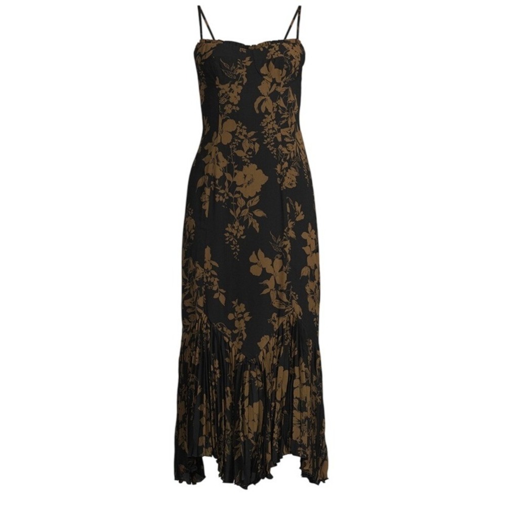 NEW Reformation Aiko Floral Pleated Hem Bustier Slipdress Smocked Back Size 10